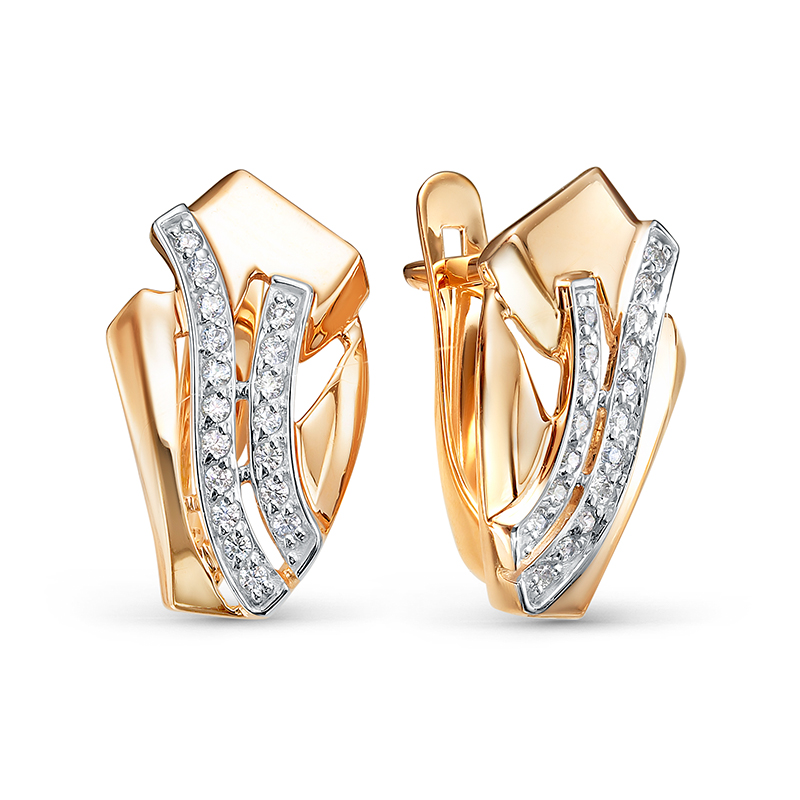 Серьги из золота с камнем Фианит фото, цены