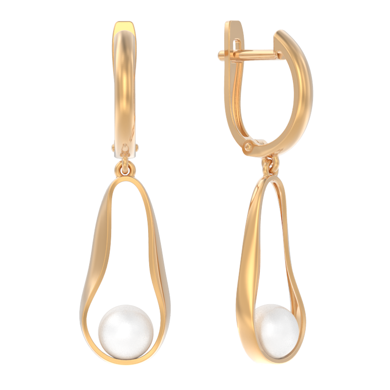 Серьги из золота с камнем Жемчуг фото, цены