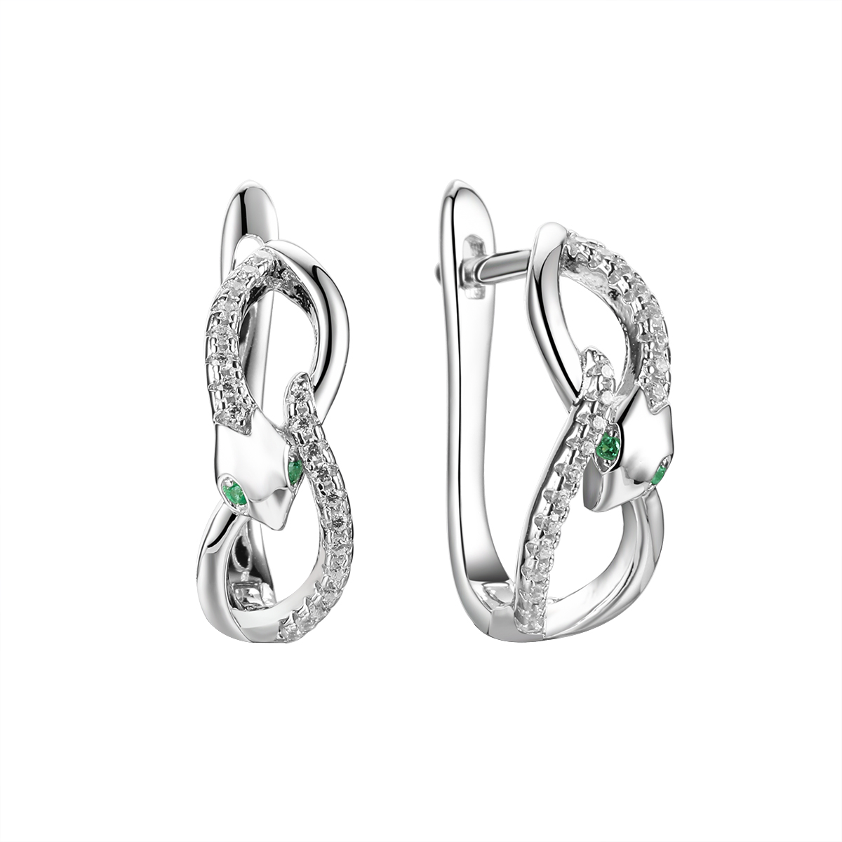 Серьги из серебра с камнем Фианит фото, цены