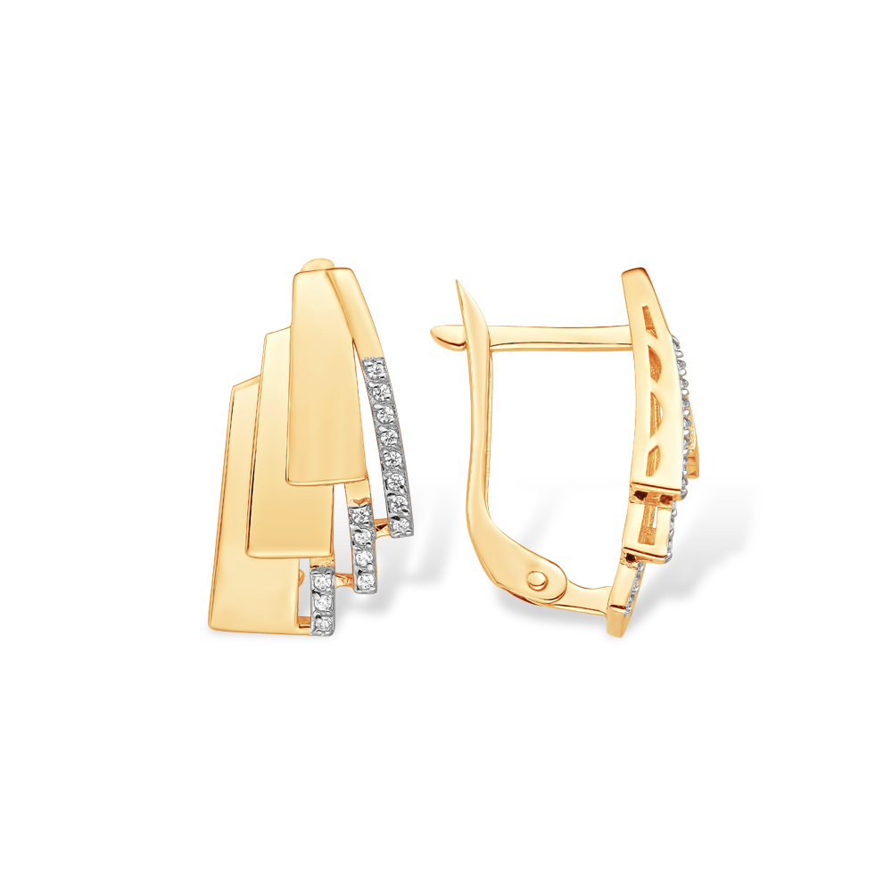 Серьги из золота с камнем Фианит фото, цены