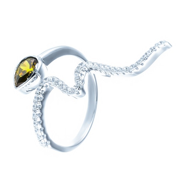 Кольцо из серебра с камнем Циркон фото, цены