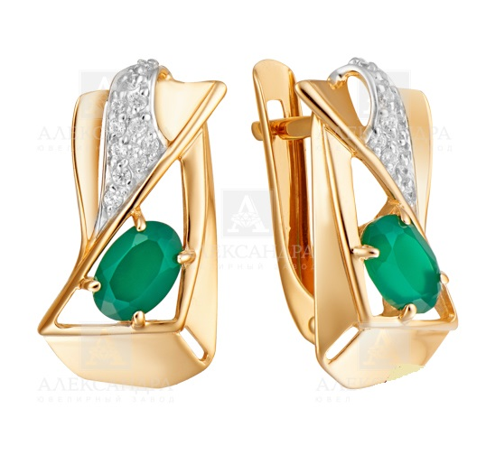 Серьги из золота с камнем Топаз, Фианит фото, цены