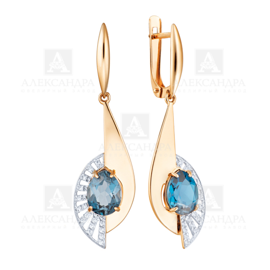 Серьги из золота с камнем Фианит, Ситалл фото, цены