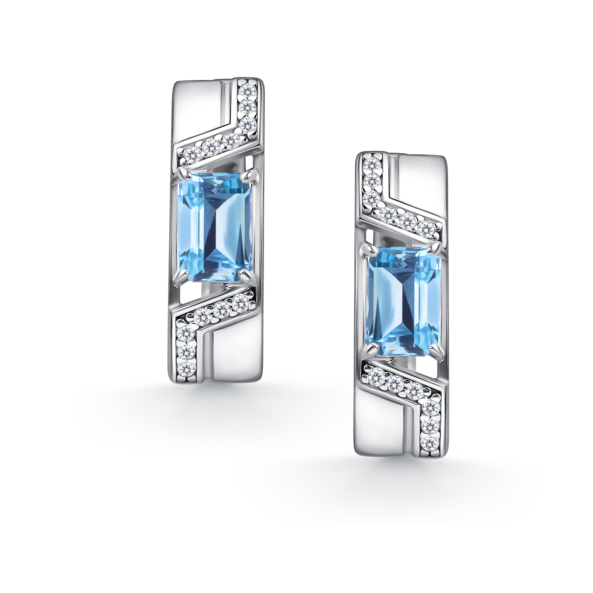 Серьги из серебра с камнем Топаз, Фианит фото, цены