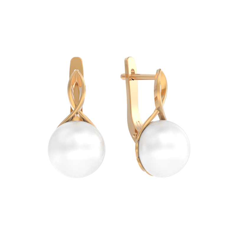 Серьги из золота с камнем Жемчуг фото, цены