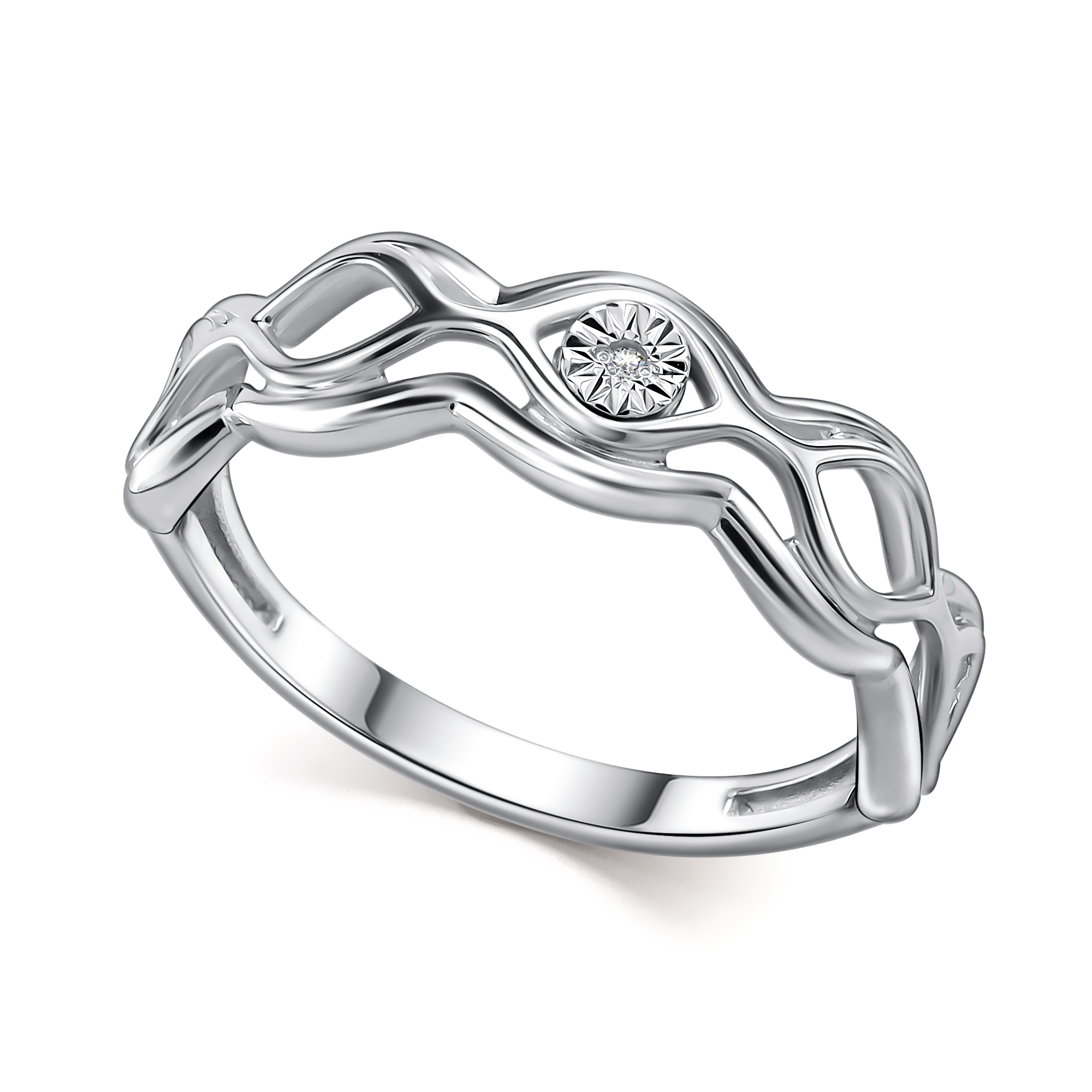 Кольцо из серебра с камнем Бриллиант фото, цены