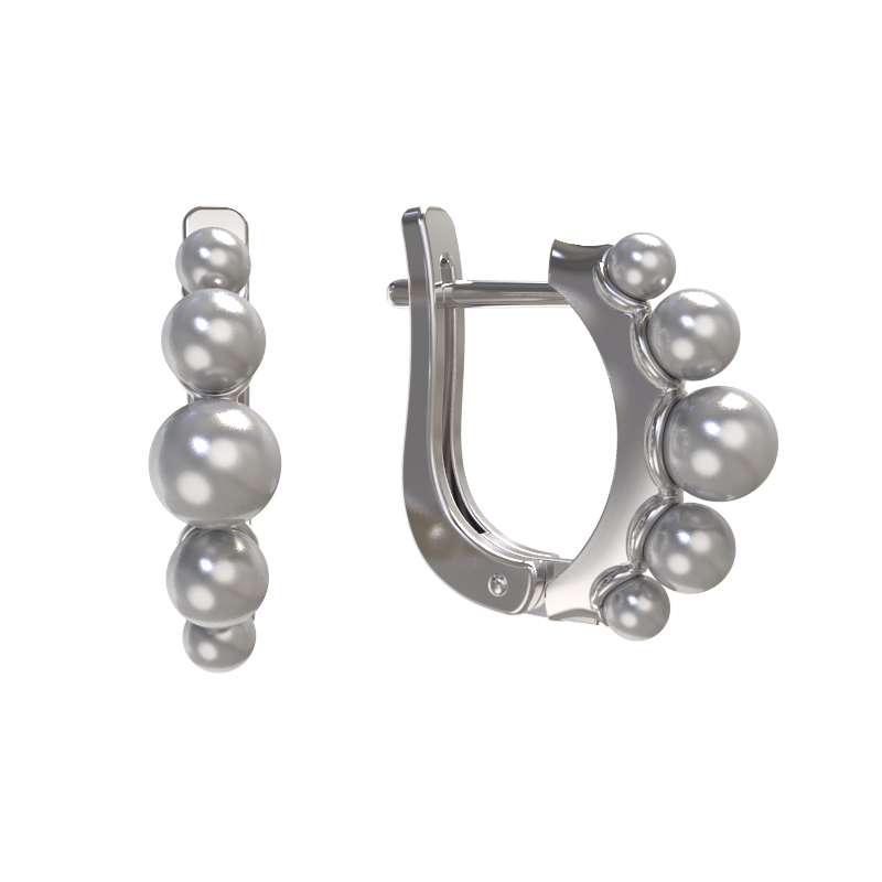 Серьги из серебра с камнем Жемчуг фото, цены