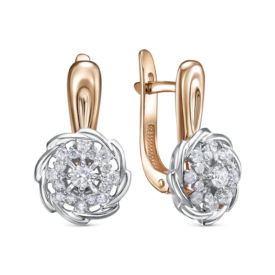 Серьги из белого золота с камнем Бриллиант фото, цены