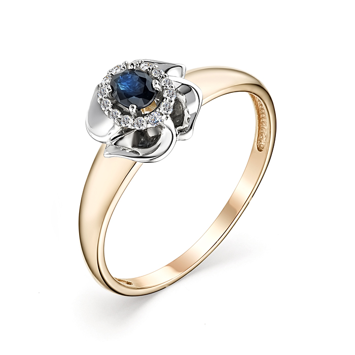 Кольцо из золота с камнем Бриллиант, Сапфир фото, цены