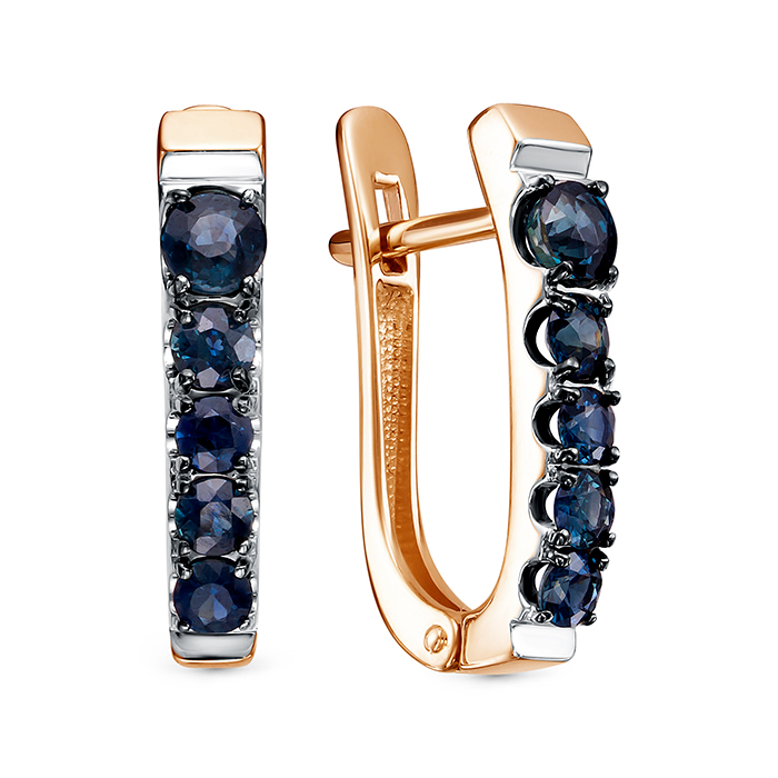 Серьги из золота с камнем Сапфир фото, цены