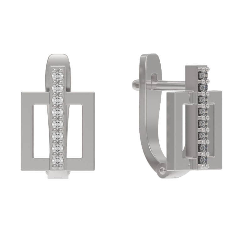 Серьги из серебра с камнем Фианит фото, цены