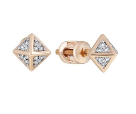 Пуссеты из золота с камнем Бриллиант фото, цены