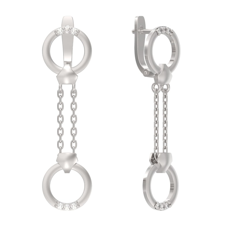 Серьги из серебра с камнем Фианит фото, цены