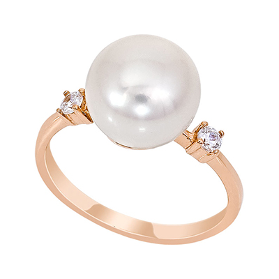 Кольцо из золота с камнем Жемчуг, Фианит фото, цены