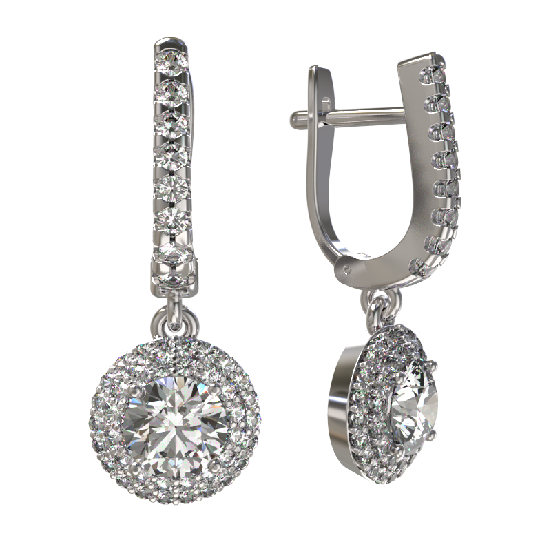 Серьги из серебра с камнем Фианит фото, цены