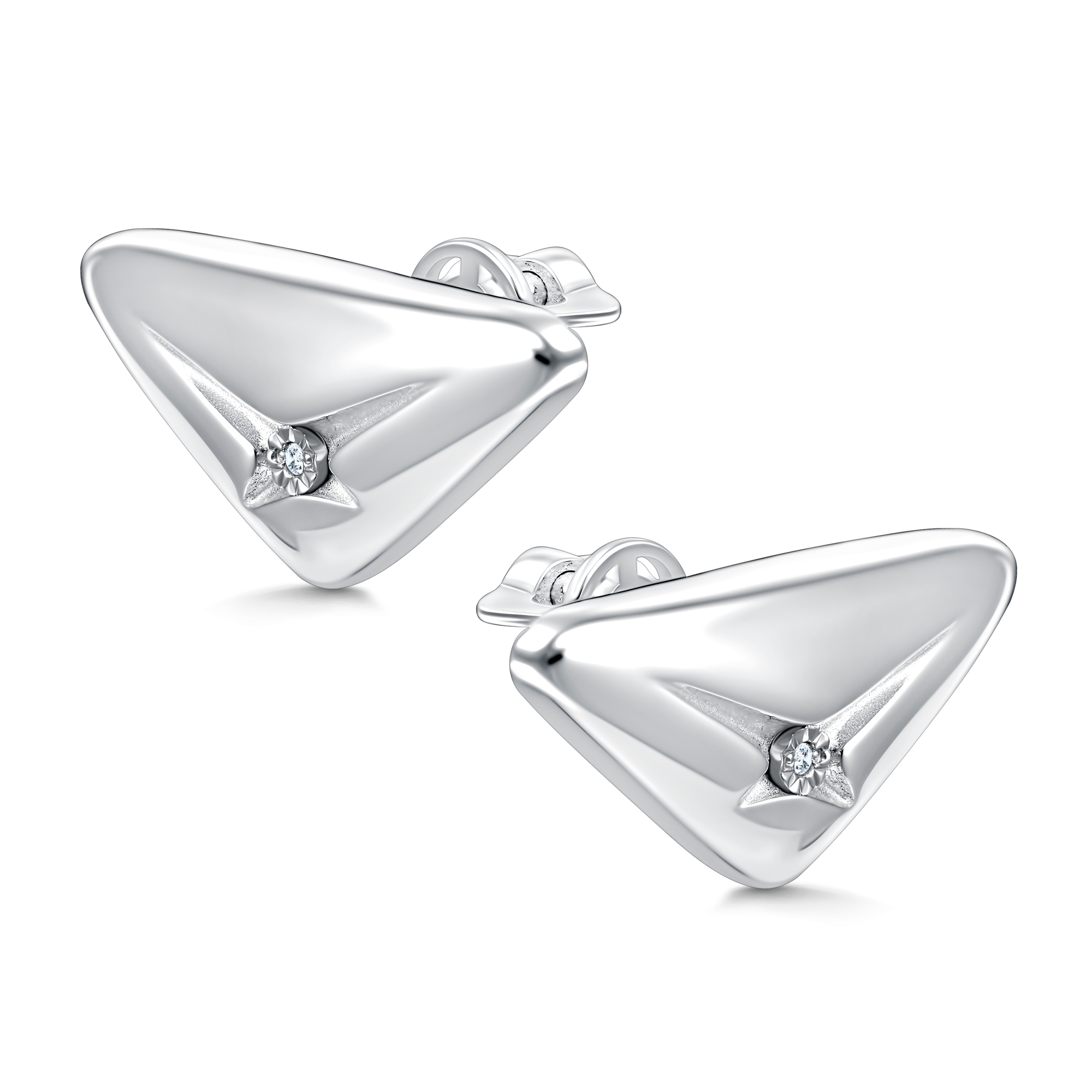 Серьги из серебра с камнем Бриллиант фото, цены