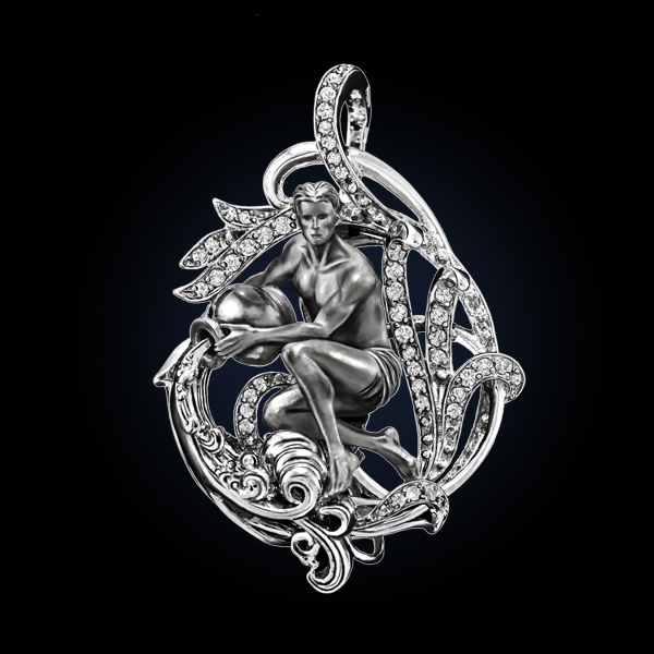 Знак из серебра с камнем Фианит фото, цены