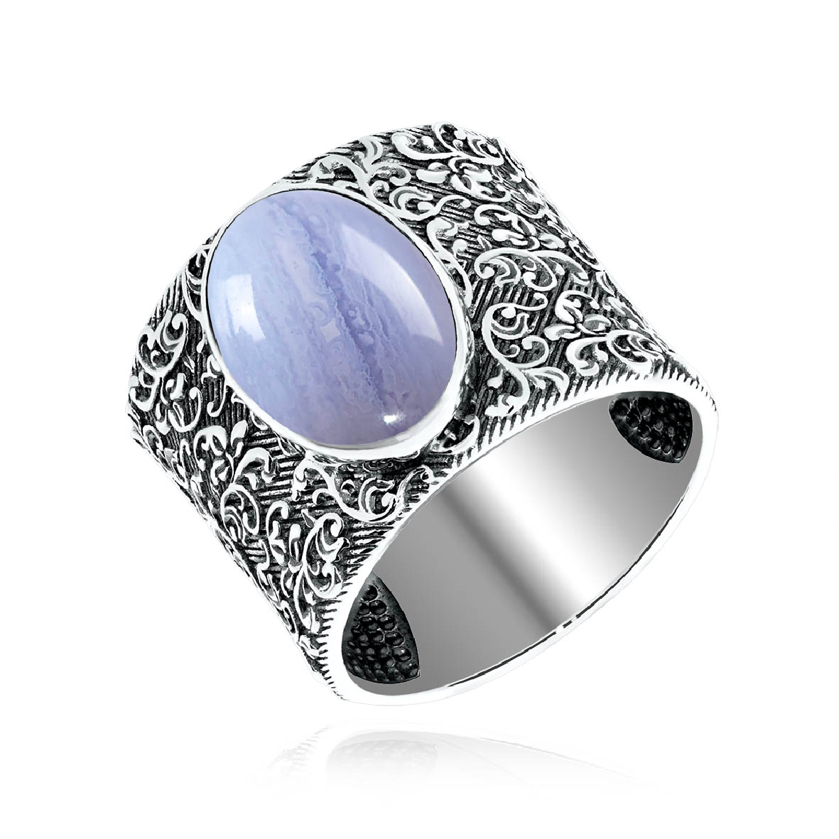 Кольцо из серебра с камнем Агат фото, цены