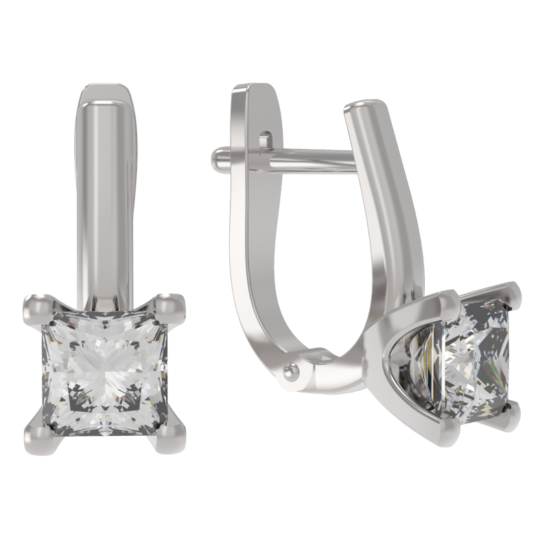 Серьги из серебра с камнем Фианит фото, цены