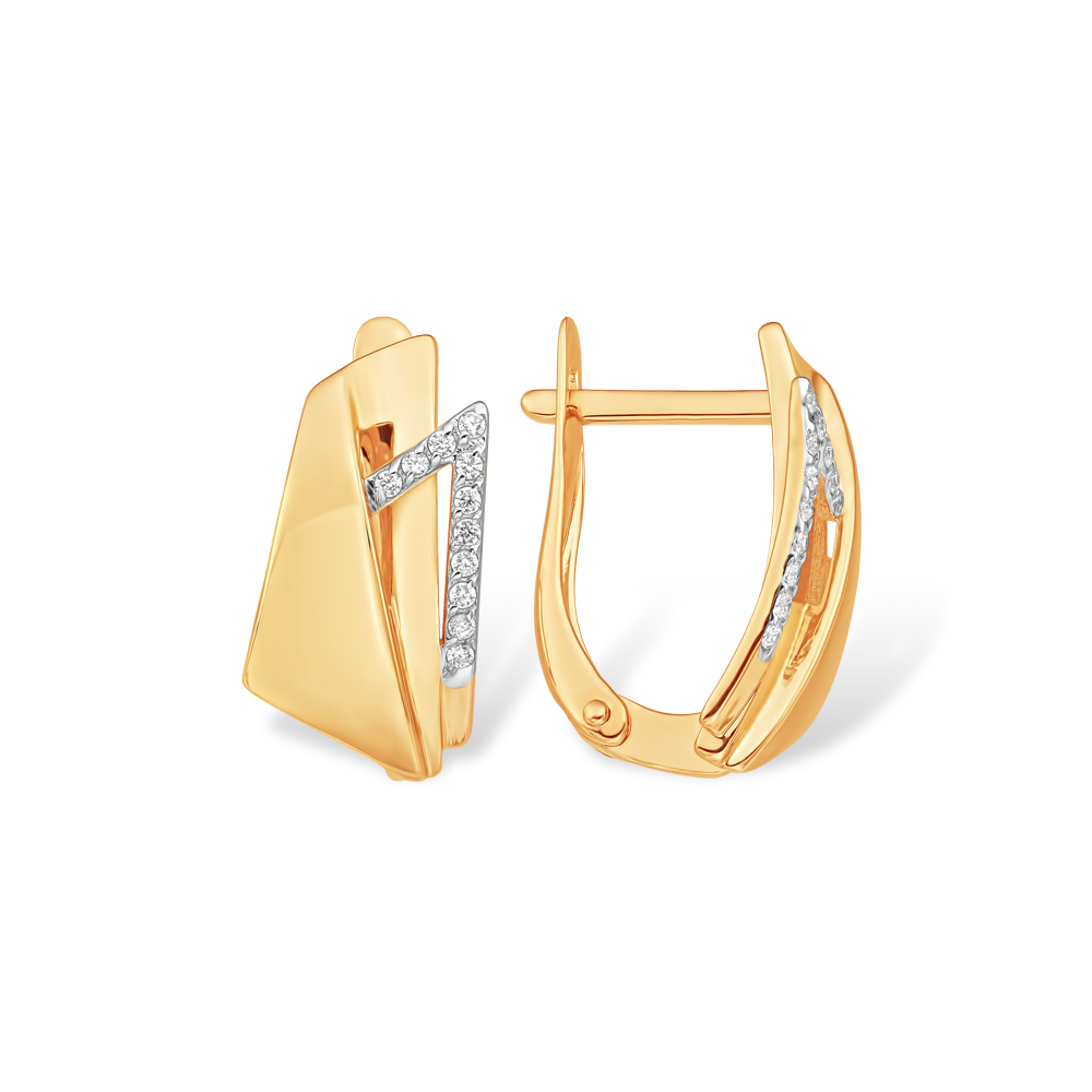 Серьги из золота с камнем Фианит фото, цены