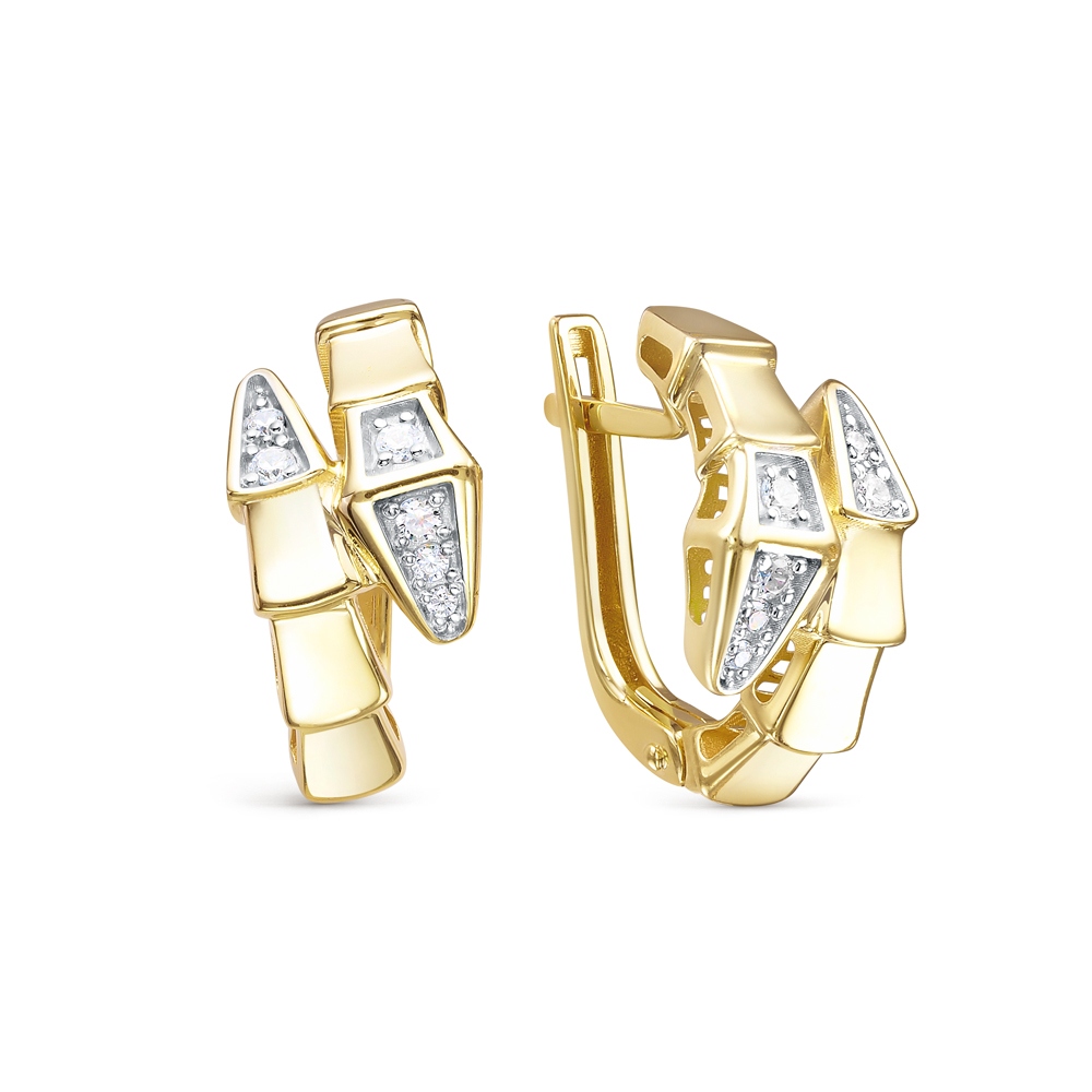 Серьги из золота с камнем Фианит фото, цены