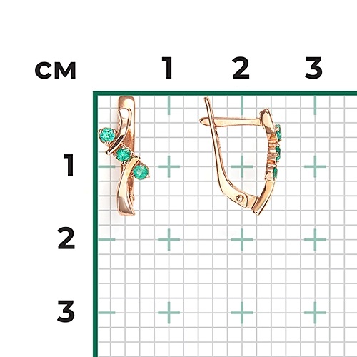 Серьги из золота с камнем Изумруд фото, цены