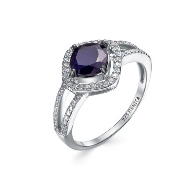 Кольцо из серебра с камнем Сапфир, Циркон фото, цены