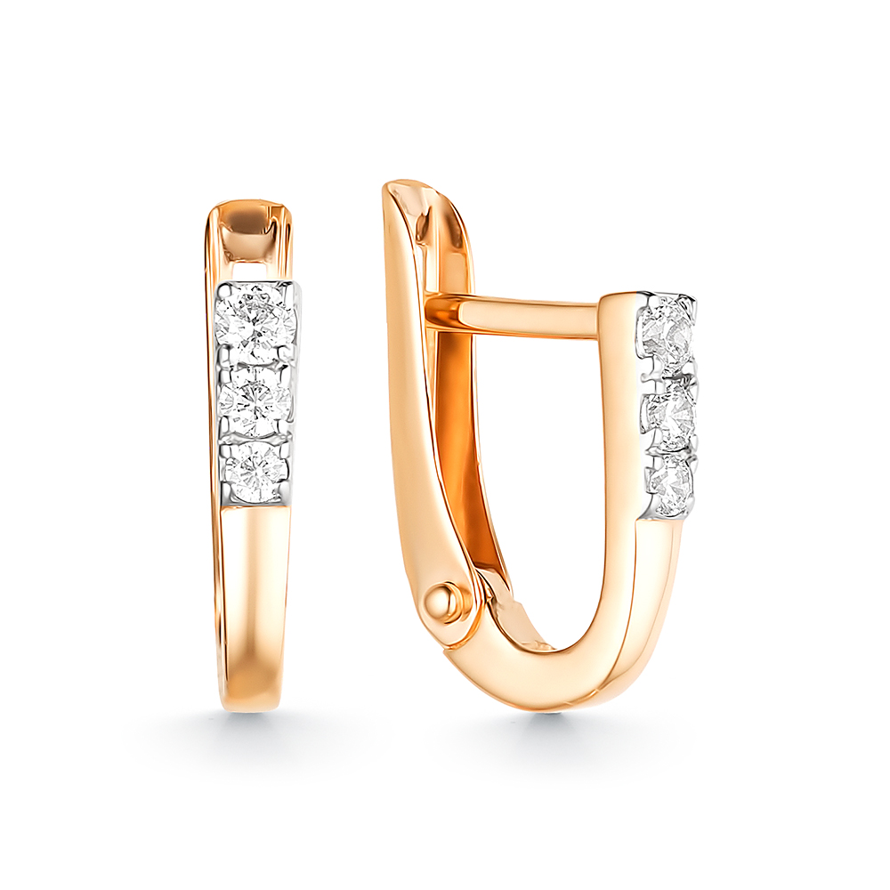 Серьги из золота с камнем Фианит фото, цены