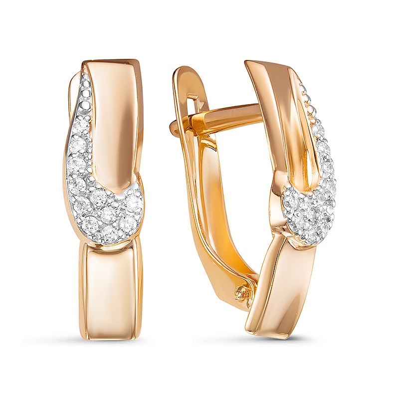 Серьги из золота с камнем Фианит фото, цены