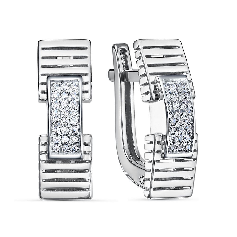 Серьги из серебра с камнем Фианит фото, цены