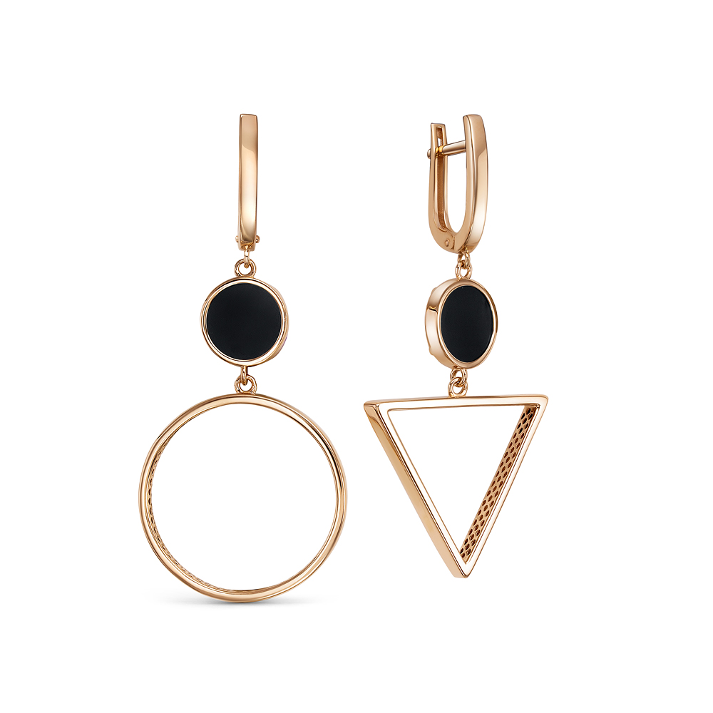 Серьги из золота с камнем Оникс фото, цены