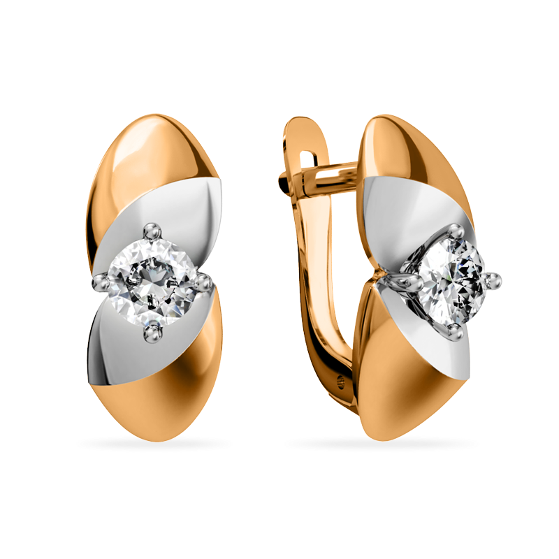 Серьги из золота с камнем Фианит фото, цены