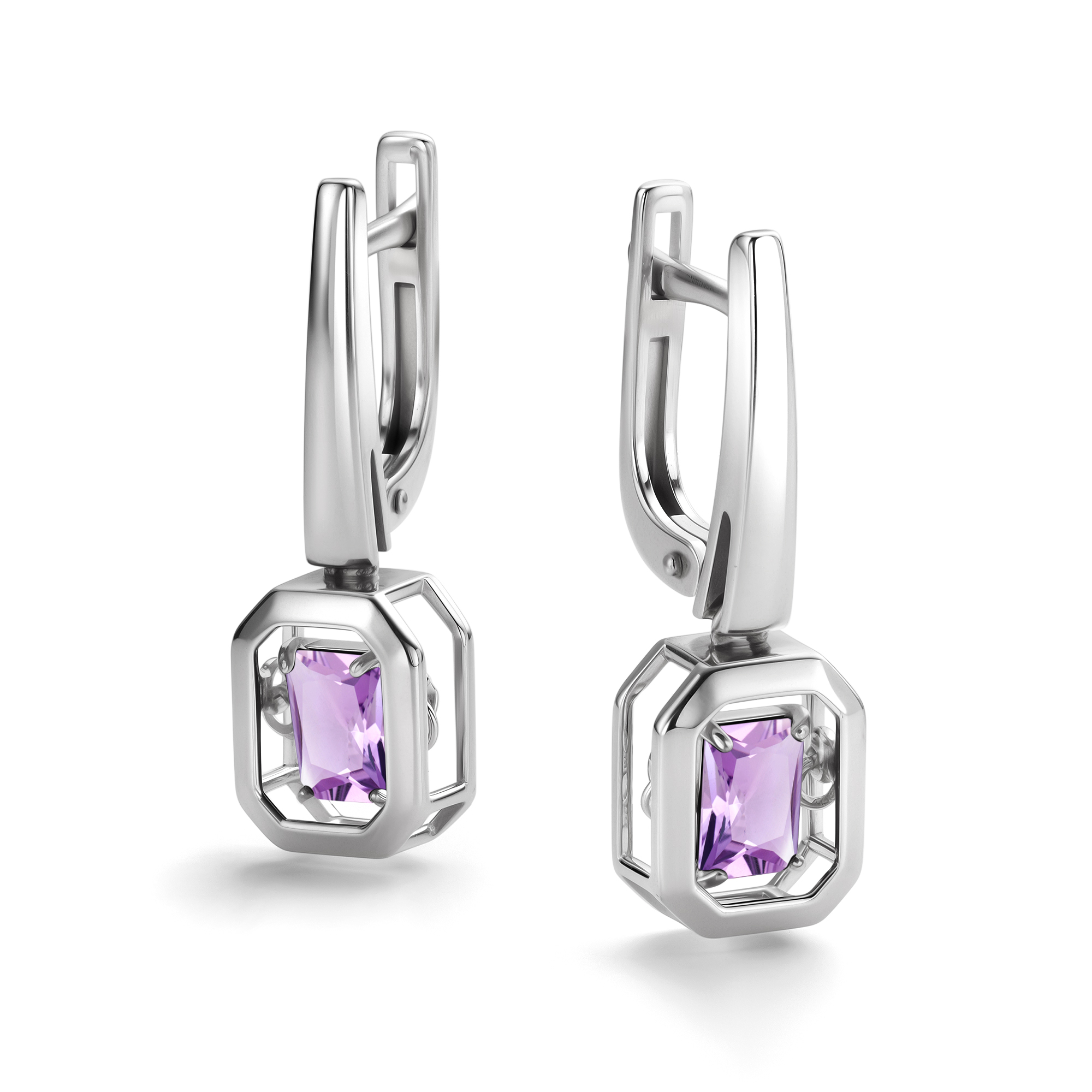 Серьги из серебра с камнем аметист фото, цены