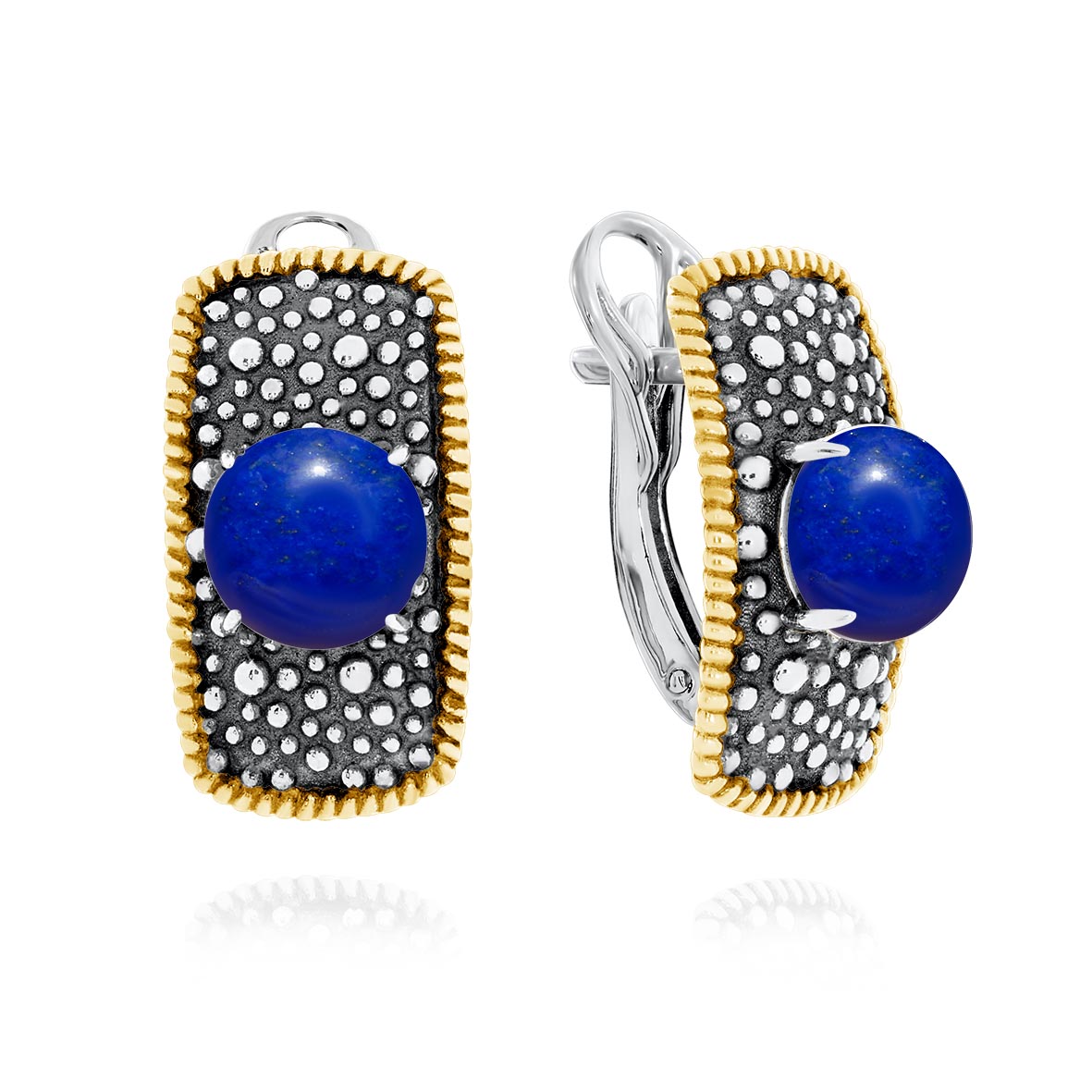 Серьги из серебра с камнем Лазурит фото, цены