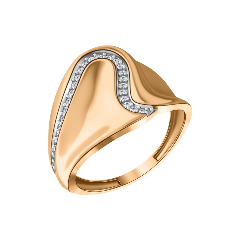 Кольцо из золота с камнем Фианит фото, цены