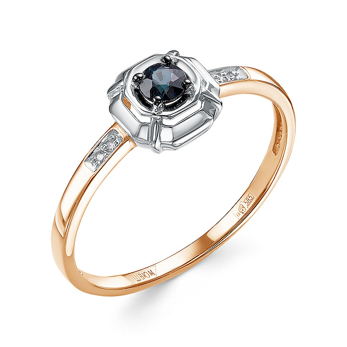 Кольцо из золота с камнем Бриллиант, Сапфир фото, цены