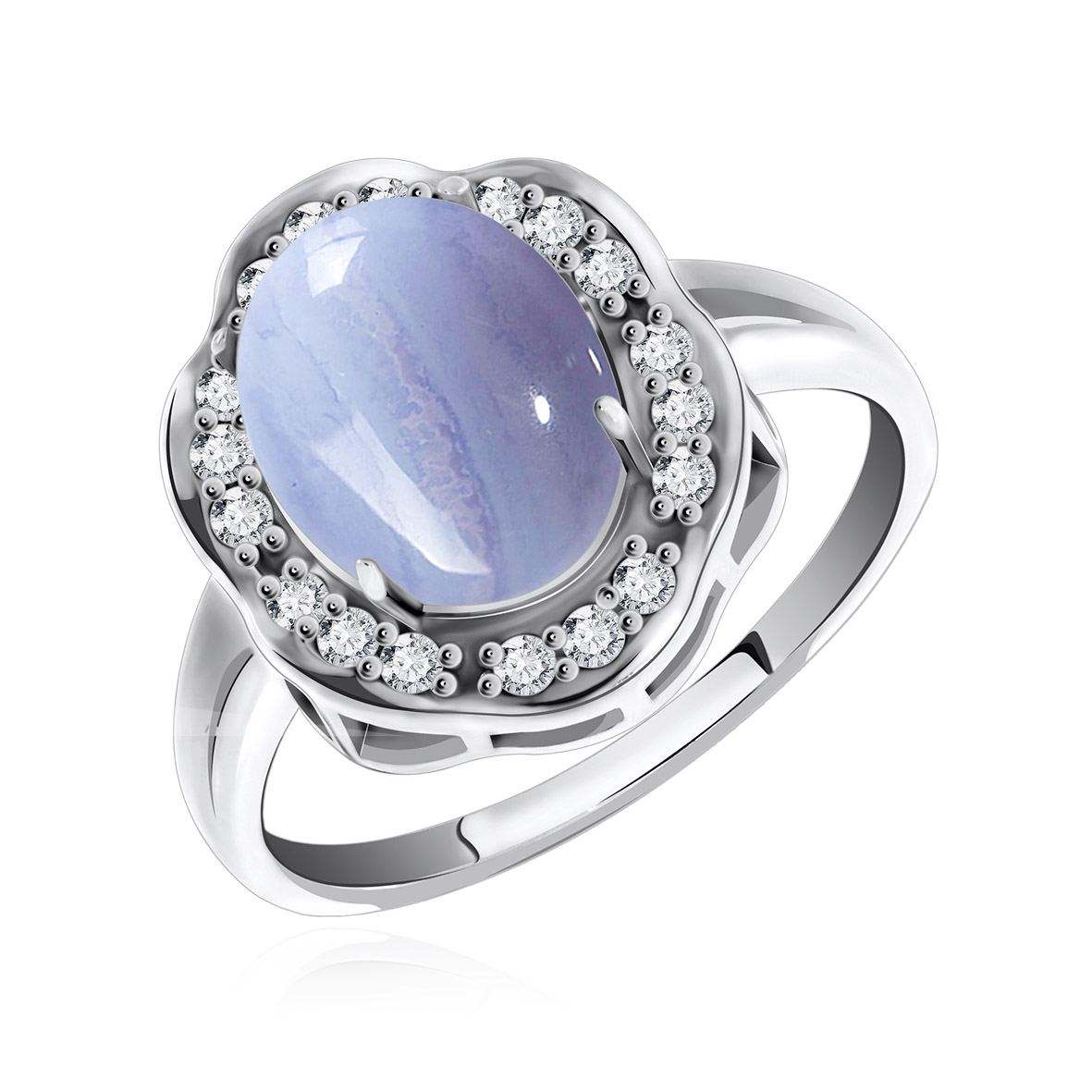 Кольцо из серебра с камнем Фианит, Агат фото, цены