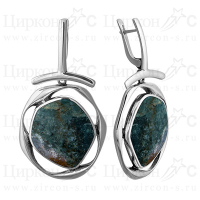 Серьги из серебра с камнем Обсидиан фото, цены