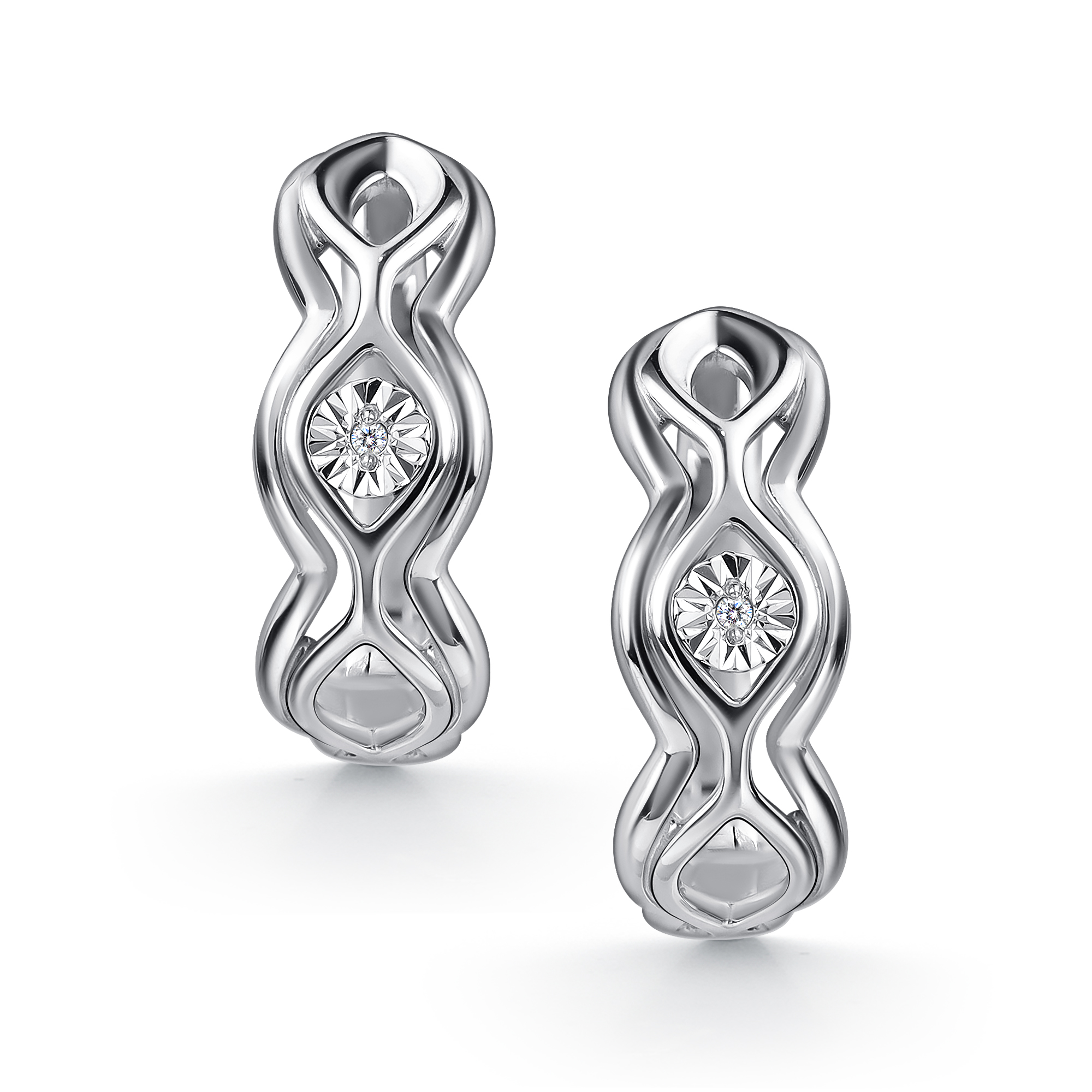 Серьги из серебра с камнем Бриллиант фото, цены