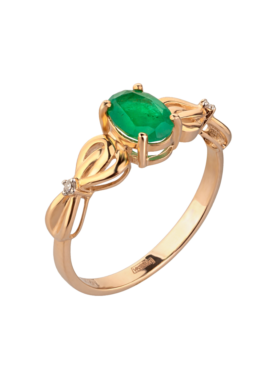 Кольцо из золота с камнем Бриллиант, Изумруд фото, цены
