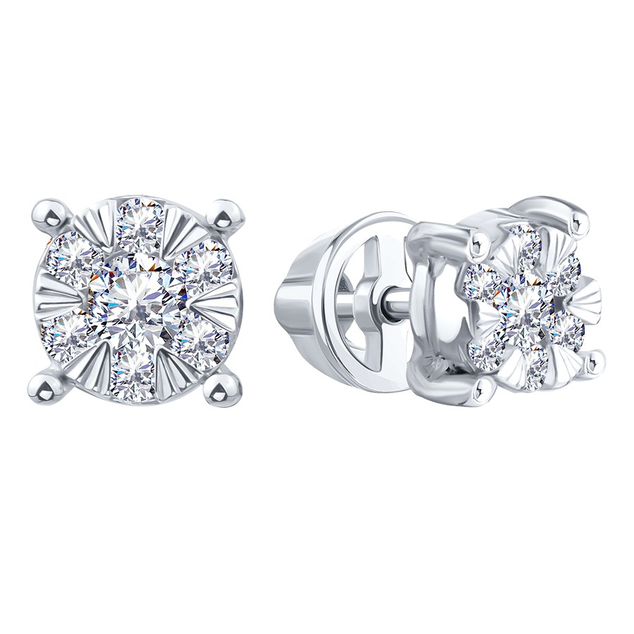 Пуссеты из золота с камнем Бриллиант фото, цены