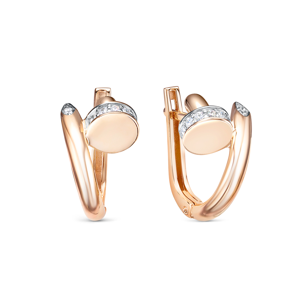 Серьги из золота с камнем Фианит фото, цены