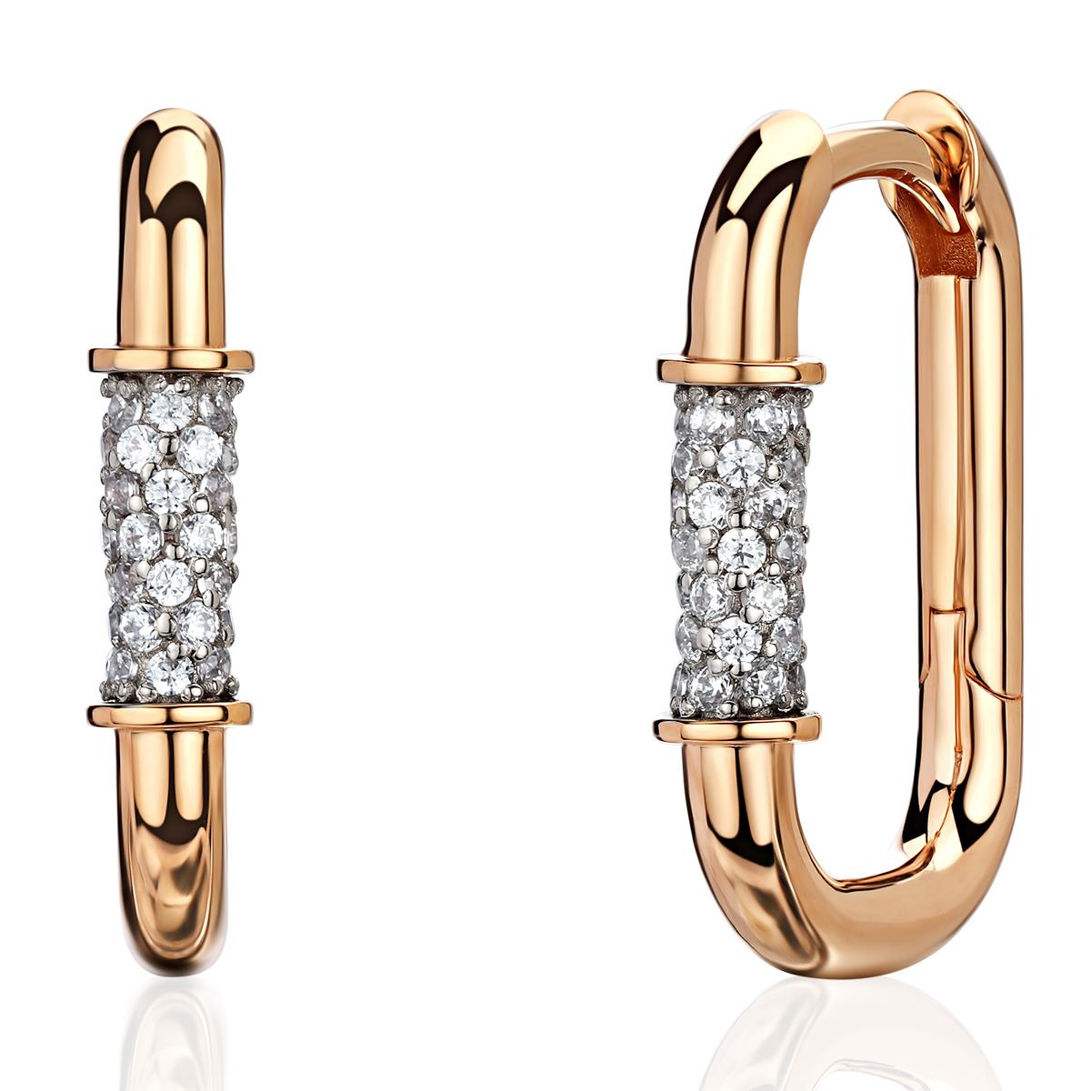 Серьги из золота с камнем Фианит фото, цены