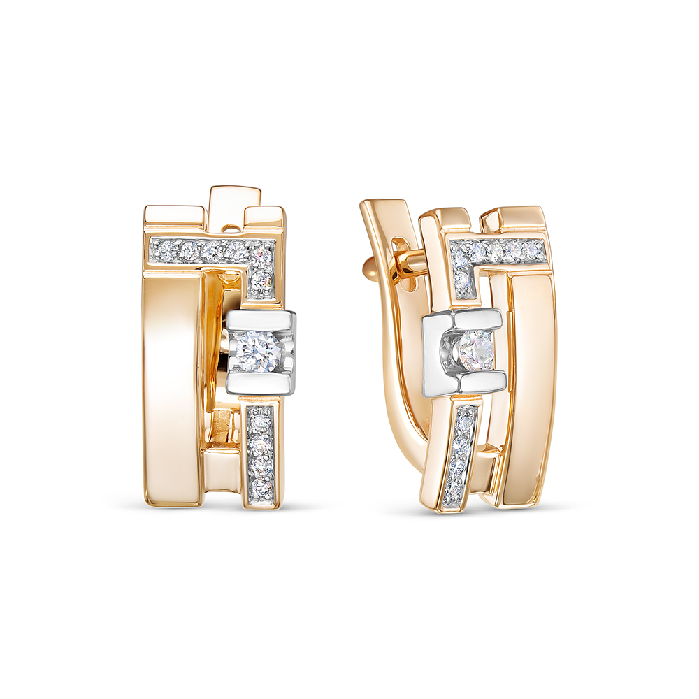 Серьги из золота с камнем Бриллиант фото, цены