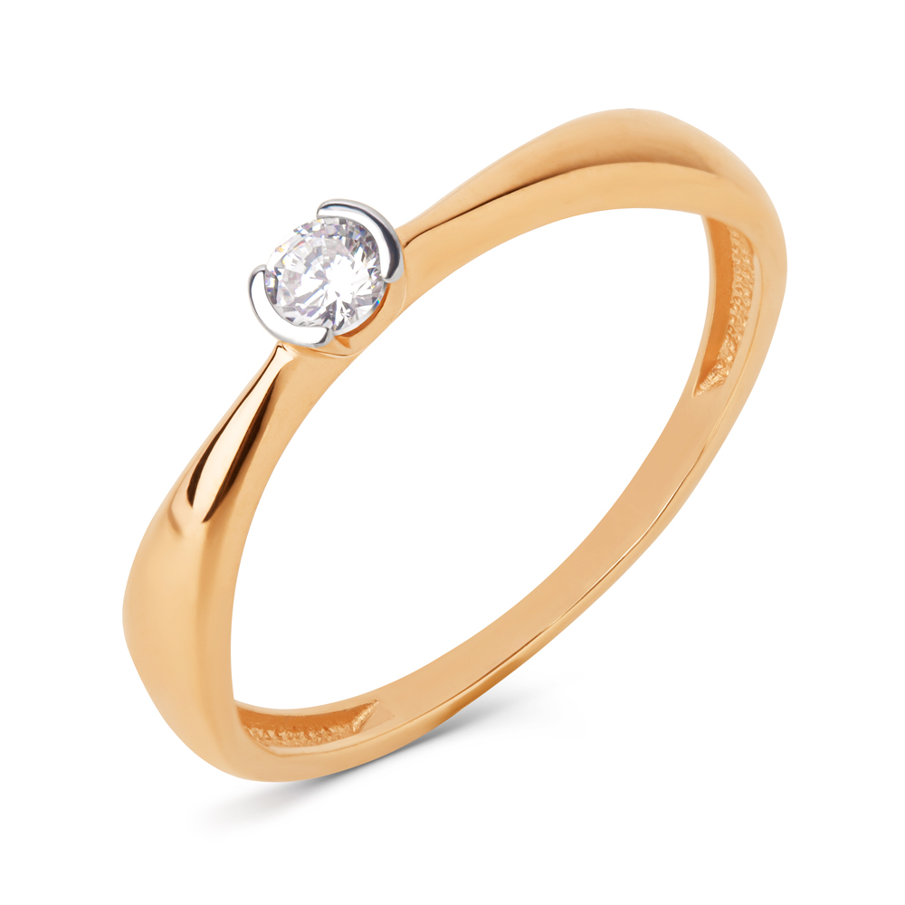 Кольцо из золота с камнем Фианит фото, цены