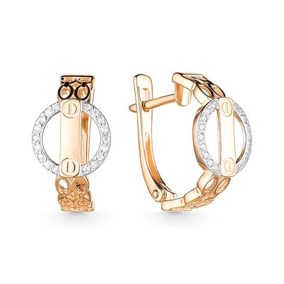 Серьги из золота с камнем Фианит фото, цены