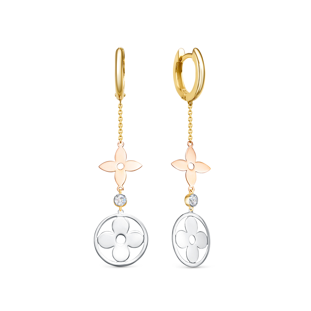 Серьги из золота с камнем Фианит фото, цены