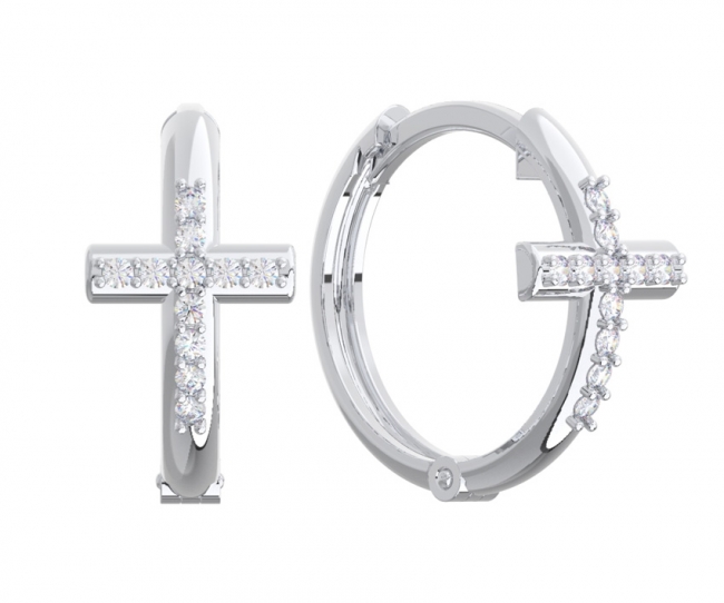 Серьги из серебра с камнем Фианит фото, цены