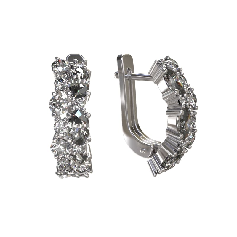 Серьги из серебра с камнем Фианит фото, цены