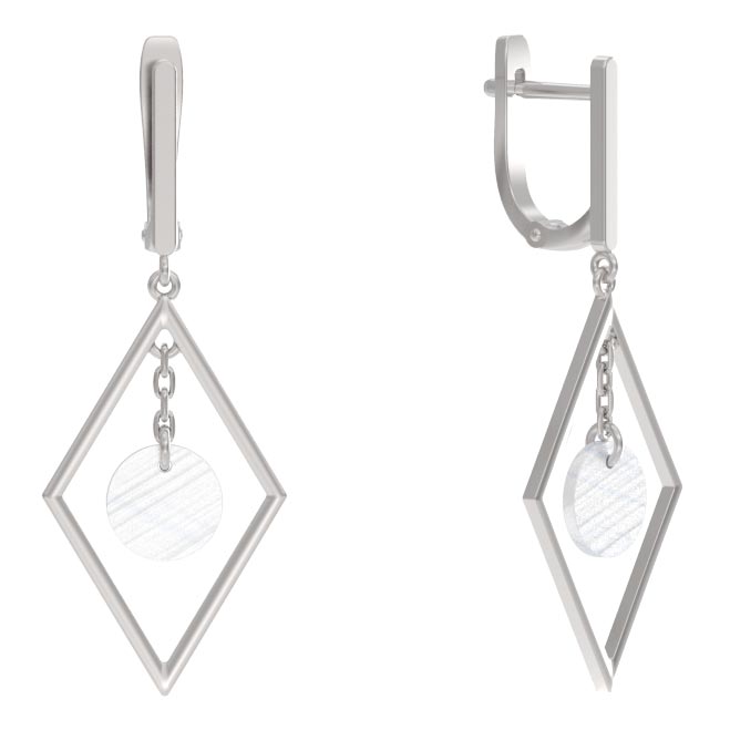 Серьги из серебра с камнем Перламутр фото, цены